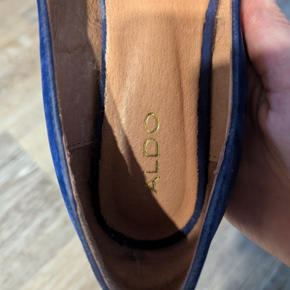 ALDO Beautiful Blue Flats with Gold Detail and Embroidery - Picture 2 of 8